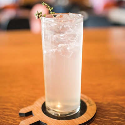 An herb spritzer at Chimera is a refreshing and non-alcoholic way to beat the late-summer heat.
