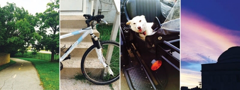 From left, the Midland Valley Trail, my wheels and two things I had time to notice because I was on a bike. 