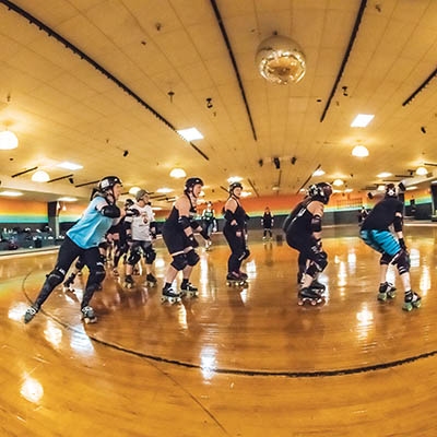 The Valkyries’ and Roughnecks’ roller derby practice at SKATES in Sand Springs