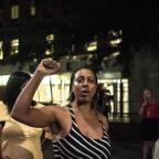 Protesters gather outside the Tulsa County Courthouse immediately following the verdict announcement.