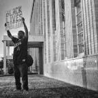 Outside Tulsa County Courthouse, after the announcement of charges against Betty Shelby, 9/22/16