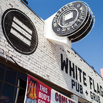 White Flag   Pub + Grub

116 S. Elgin Ave. 
SUN-THURS 11 a.m.-10 p.m.
FRI-SAT 11 a.m.-2 a.m.
918.728.8300
facebook.com/whiteflagtulsa
