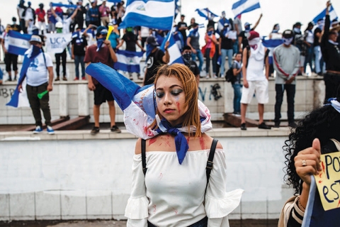 Protesters march in remembrance of the students killed during the uprising. Managua, Nicaragua July 23, 2018.