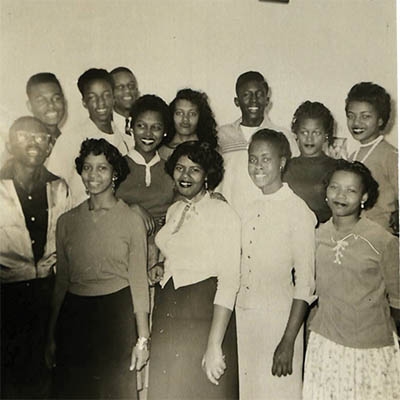 The cast of “The Adorable Imp,” presented in the 1950s by the junior class at Manual Training High School.
