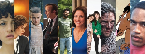 (Left to right) “Search Party,” “The People V. OJ Simpson,” “Stranger Things,” “Better Call Saul,” “Atlanta,” “VEEP,” “Broad City,” “Games of Thrones,” “Bojack Horseman,” “OJ: Made in America” 