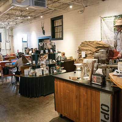 Inside DoubleShot Coffee at 1730 S. Boston Ave.