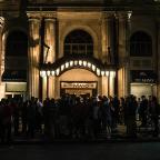 Protesters gather outside the entrance to the Mayo Hotel in downtown Tulsa calling for the staff to “Bring out the Murderer” and shouting “No Justice, No peace” along with “Hands up, Don't shoot.”