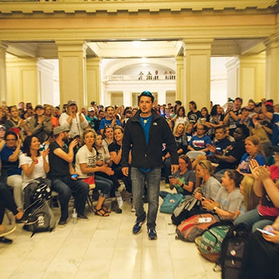 Stillwater educator Alberto Morejon speaks to fellow teachers to plan for the future of their movement on April 12, the day the OEA called for the end of the teacher walkout. 