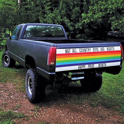 Cody Barlow lives in Hulbert, a community of about 600 people west of Tahlequah in Cherokee County. He put this message on his truck during Pride month to show support for the LGBTQ+ community. 