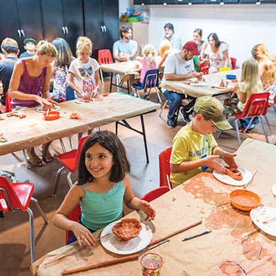 A Drop-In Studio featuring clay at the Gilcrease Museum Creative Learning Center