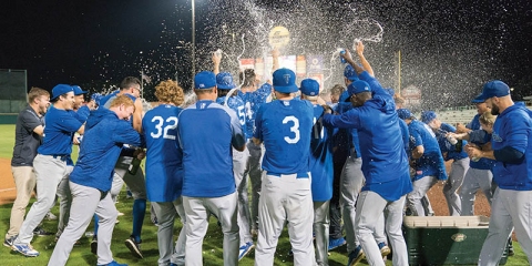 The Drillers celebrate after winning the 2018 Texas League Championship