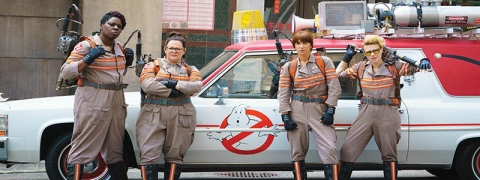 Leslie Jones, Melissa McCarthy, Kristen Wiig and Kate Mckinnon in “Ghostbusters”