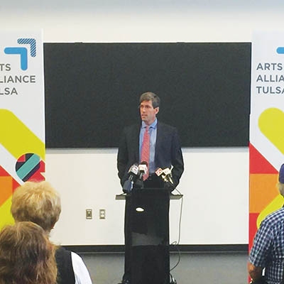 Phil Lakin at the press conference announcing Arts Alliance Tulsa