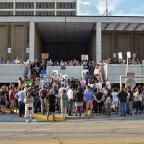 Protest calling for the arrest of office Betty Shelby outside Tulsa Police Headquarters, 9/20/16