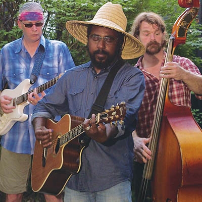 Dylan Layton, Steve Liddell and Chris Foster perform at a recent Courtyard Concert