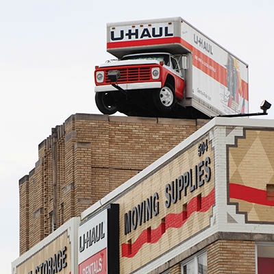 The rotating U-Haul truck across from ONEOK Field